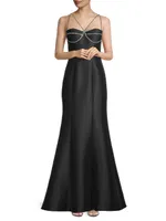 Strappy Rhinestone-Embellished Gown