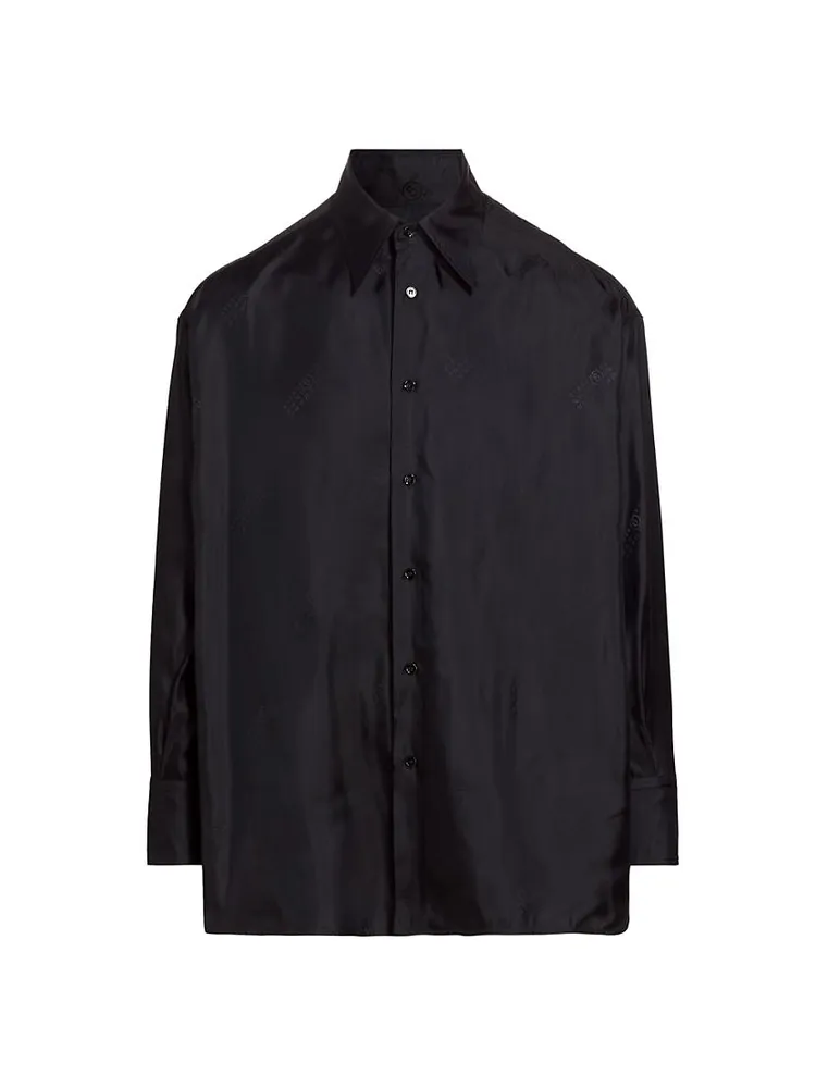 Logo Jacquard Satin Button-Up Shirt