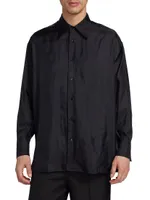 Logo Jacquard Satin Button-Up Shirt