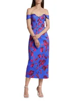Olivia Floral Off-The-Shoulder Midi-Dress