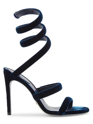 Cleo 105MM Velvet Wrap Stiletto Sandals