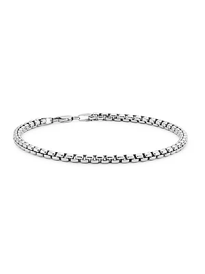 COLLECTION Sterling Silver Shiny Lite Round Box Chain Bracelet