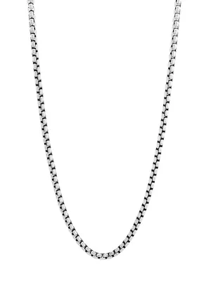 COLLECTION Sterling Silver Shiny Lite Round Box Chain Necklace