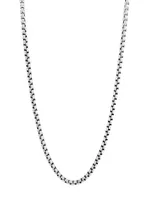 COLLECTION Sterling Silver Shiny Lite Round Box Chain Necklace