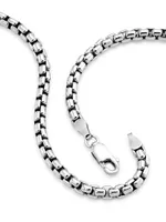 COLLECTION Sterling Silver Shiny Lite Round Box Chain Necklace