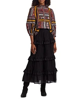 Amaya Embroidered Eyelet Maxi Skirt