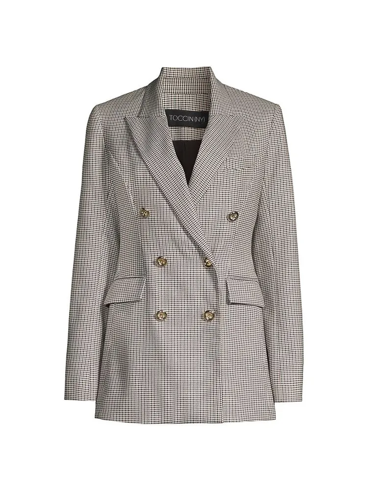 Mia Double-Breasted Houndstooth Blazer