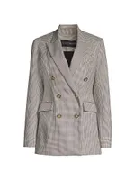 Mia Double-Breasted Houndstooth Blazer