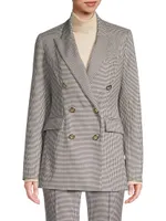 Mia Double-Breasted Houndstooth Blazer