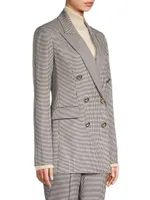 Mia Double-Breasted Houndstooth Blazer