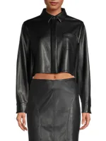 Thalia Cropped Faux Leather Top
