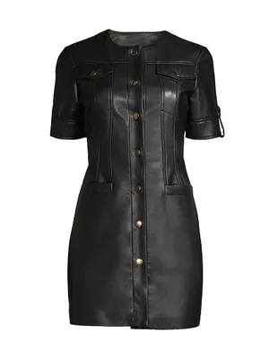 Gale Faux Leather Mini Dress