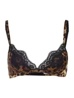 Leopard Silk-Blend Triangle Bra