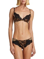 Leopard Silk-Blend Triangle Bra