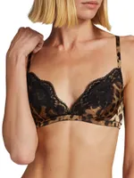 Leopard Silk-Blend Triangle Bra