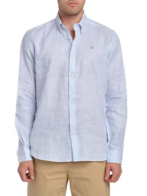 Striped Linen Button-Front Shirt