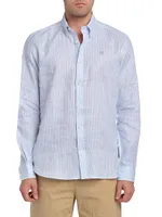 Striped Linen Button-Front Shirt