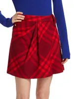 Check Wrap Wool Miniskirt