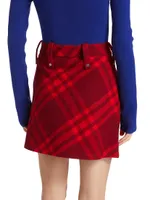 Check Wrap Wool Miniskirt