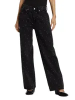 Logan Eyelet Mid-Rise Wide-Leg Jeans