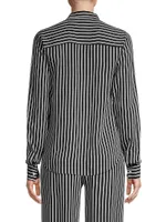 Stripe Bow Silk-Blend Blouse