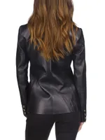 Leather Double-Breasted Blazer