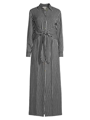 Striped Tie-Waist Shirtdress