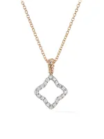 Cable Collectibles® Quatrefoil Pendant With Diamonds 18K Yellow Gold On Chain