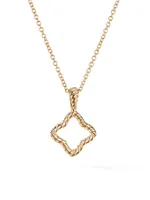 Cable Collectibles® Quatrefoil Pendant With Diamonds 18K Yellow Gold On Chain