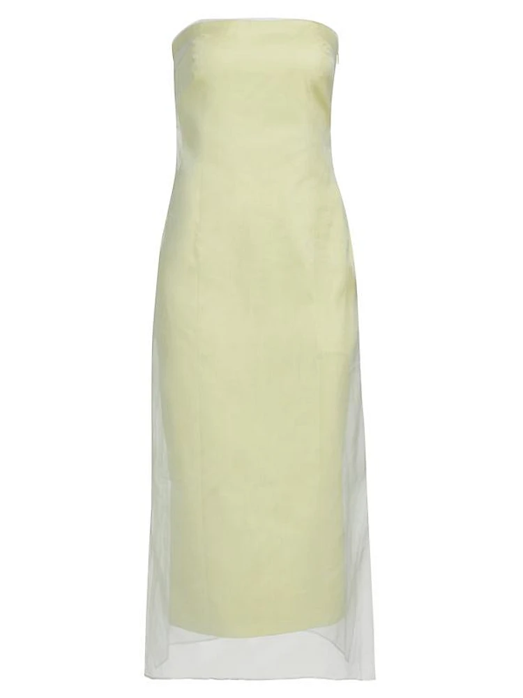 Punta Overlay Strapless Midi-Dress