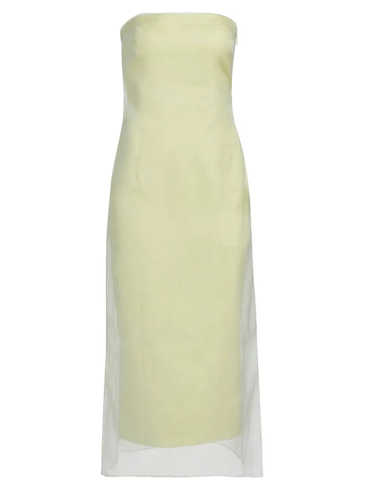 Punta Overlay Strapless Midi-Dress