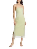 Punta Overlay Strapless Midi-Dress