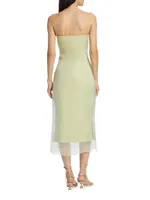 Punta Overlay Strapless Midi-Dress