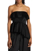 Nita Satin Asymmetric Peplum Top