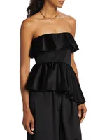 Nita Satin Asymmetric Peplum Top