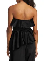 Nita Satin Asymmetric Peplum Top