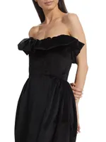 Therese Strapless Velvet Midi-Dress