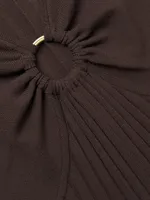 O-Ring Pleated Knit Midi-Dress