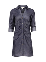 Ruched Mini Shirtdress