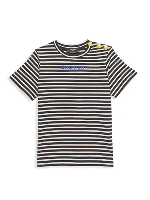Little Girl's & Mini Me Striped Logo T-Shirt