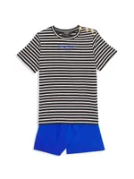 Little Girl's & Mini Me Striped Logo T-Shirt