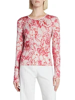 Rose Long-Sleeve Knit Blouse