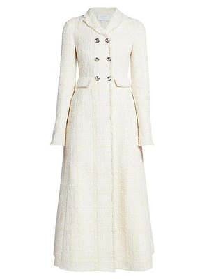 Double-Breasted Boucle A-Line Coat