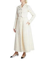 Double-Breasted Boucle A-Line Coat