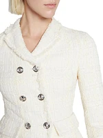 Double-Breasted Boucle A-Line Coat