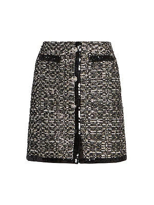 Sequined Metallic Boucle Miniskirt