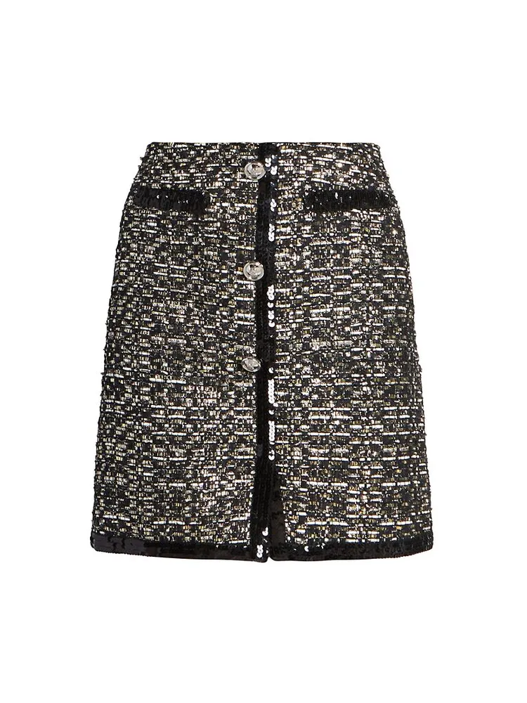 Sequined Metallic Boucle Miniskirt
