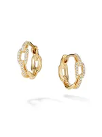 Stax Chain Link Huggie Hoop Earrings in 18K Yellow Gold with Pavé Diamonds