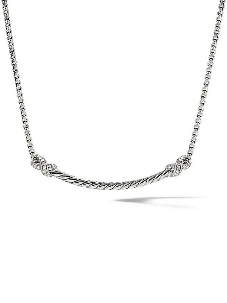 Petite X Bar Station Necklace with Pavé Diamonds