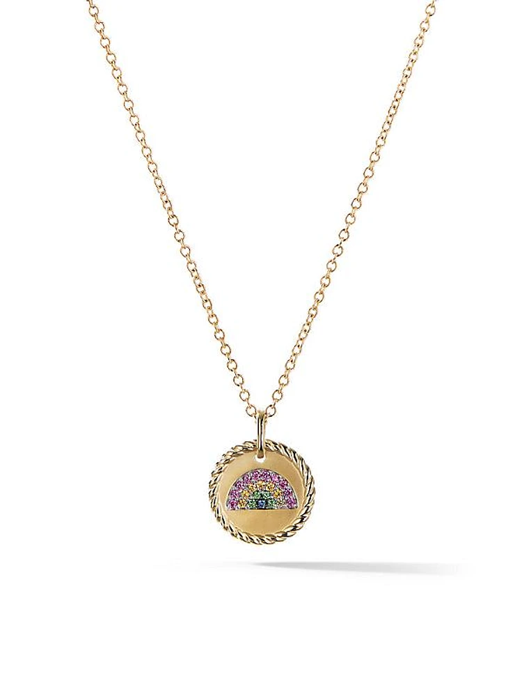 Cable Collectibles® Rainbow Necklace in 18K Yellow Gold with Pavé Sapphires and Tsavorites